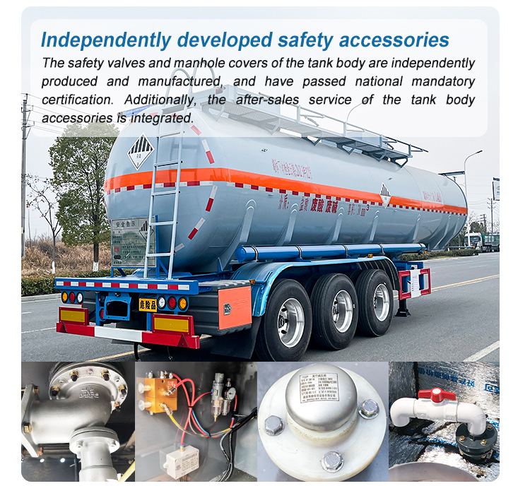 High Capacity 24000L PE Lining Hydrochloric Acid Tanker Semi Trailer With 3 Axles