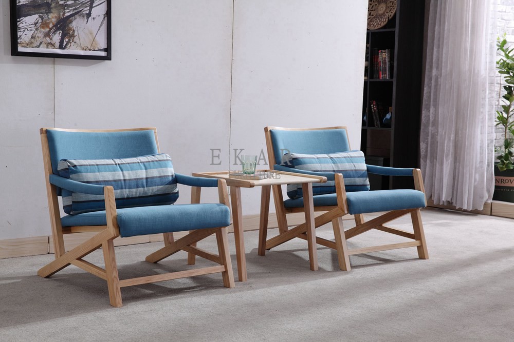 Ash Solid Wood Fabric Leisure Chair Living Room
