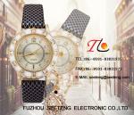 snakeskin texture PU leather band and golden diamond inset case with a hanging