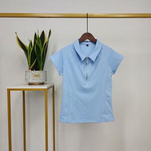 China Light Blue Women Base Layers Equestrian Clothes Shirt Zipper Quickly Drying factory