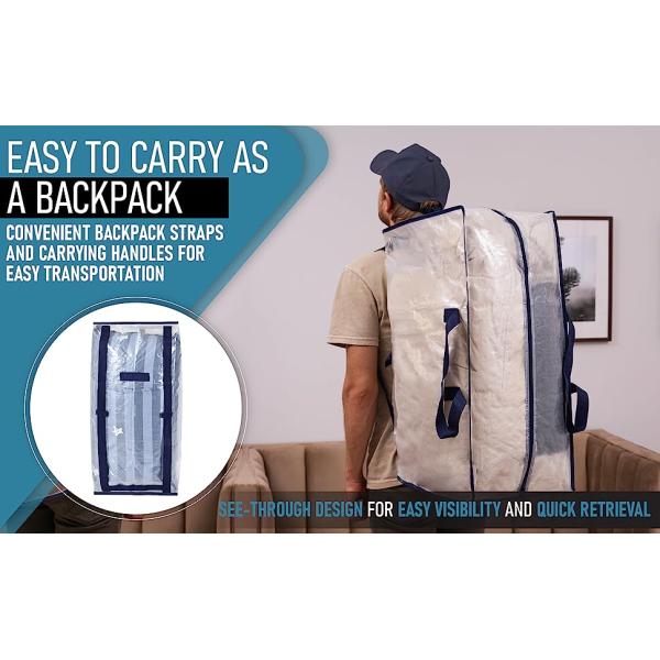 man carrying bag as backpack. easy to carry. convenient carrying handles for easy transportation