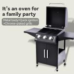 Propane Gas BBQ Grill with 3 Burners and Two Foldable Shelves 26.8kg Outdoor