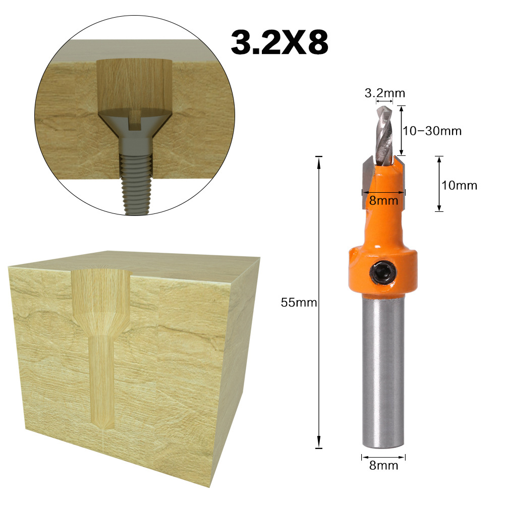 Wholesale 8 Shank Wood Countersink Router Drill Bit Woodworking Expanding Screw Hole Drilling Milling Cutter for Timber Plastic