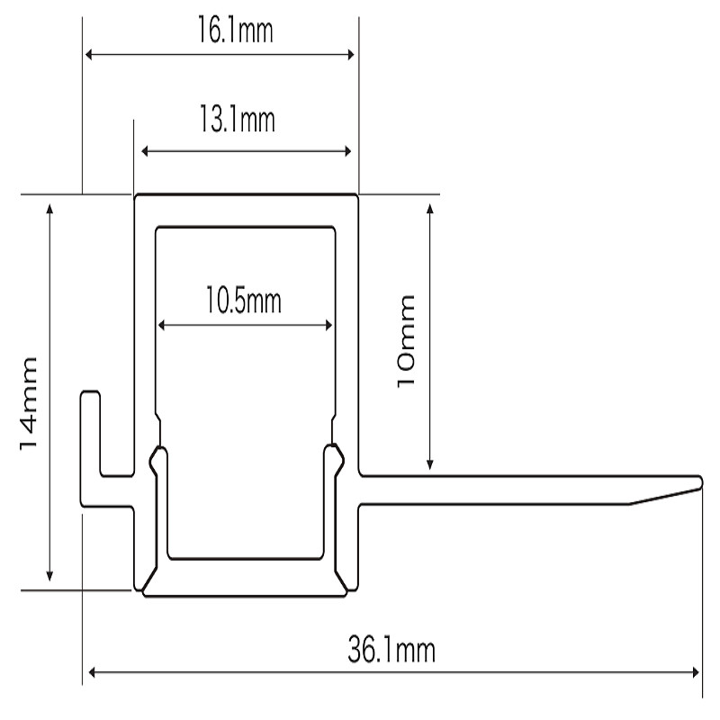 16*14mm Seamless Plaster Wall Light Trimless Drywall LED Aluminum Profile
