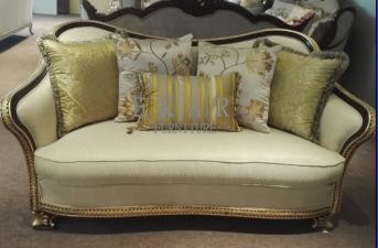 Antique Set Design Wood Fabric European Sofa