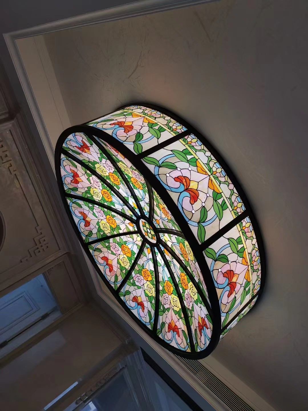 Ceiling Decorative Colored Dome Stained Glass For Religious Settings