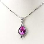 Women Jewelry 925 Silver 8mmx10mm Pear Pink Cubic Zircon Pendant(PSJ0424)