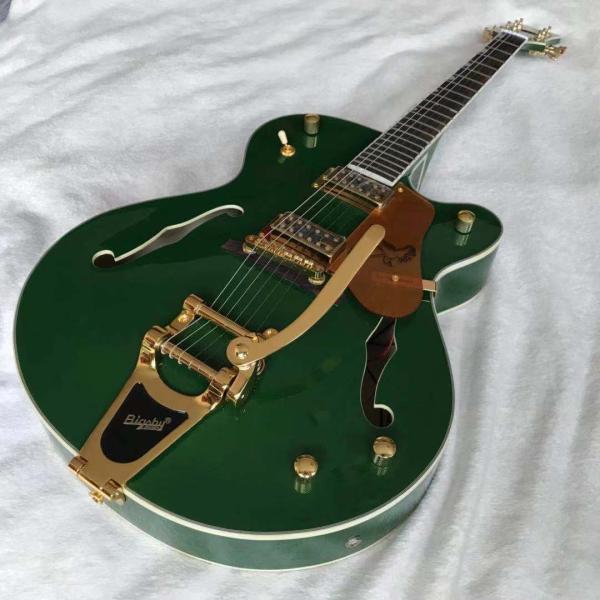 Custom Gret Electric Guitar in Green Color Semi Hollow Body Jazz Electric Guitar