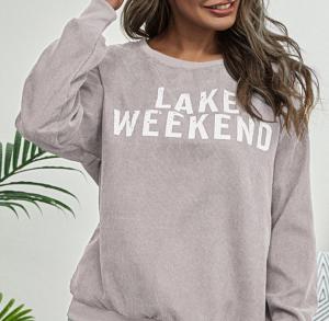 China Casual Printed Crew Neck Sweatshirts Embroidered Women Pullover Sweatshirt factory