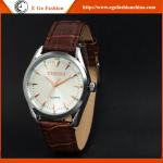 E Go Fashion 006A Stainless Steel Quartz Watch Genuine Leather Strap Watches