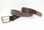 10mm Bronze Studs Mens Leather Studded Belt With Dark Nickel Color Buckle
