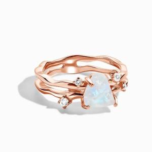 China Women 925 Sterling Silver Natural Blue Moonstone Ring Moonstone Jewelry Design factory