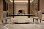 Luxury High End Design Fabric Chair Marble Top Dining Table Set W005D1C-S