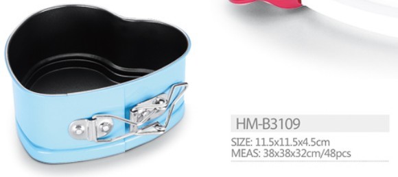Heat efficiently aluminum non stick 4" heart shaped baking pan for commercial bakeware
