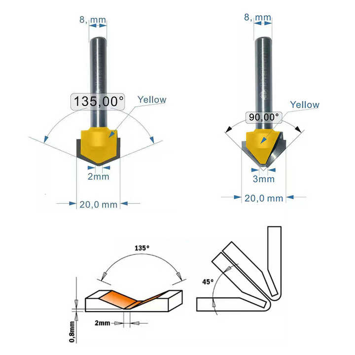 Carbide 90 Degree Woodworking Router Bit V Groove Router Wood Cutter 55HRC