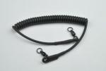 High grade polyurethane cord black spiral coil w/long straight line&snap hook at