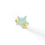 Italian Blue Enamel Starfish Hoop Earrings in 14kt Yellow Gold. 1 1/4
