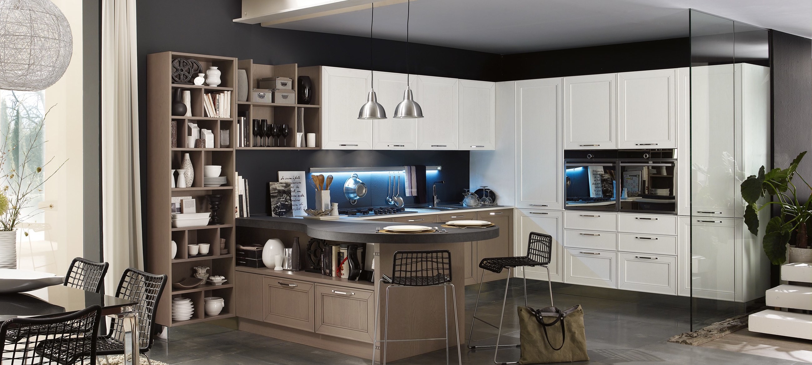 80CM Microwave Inside Island Modern European Style Kitchen Cabinets