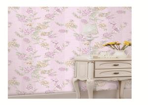 China PVC embossed wallpaper pink coloe warm feeling removable washable factory