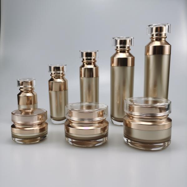 15g 30g 50g Round Gold Eco-Friendly Acrylic Cream Jar with Oblique Shoulder