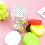 Foam Gasket Clear 450ml Plastic Food Storage Jars For Dry Food Snacks