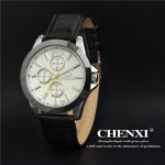 2015 Leather 009A6D Black White Classic Style for Business Man Japan Movt Quartz