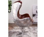 Aluminium Brass Vintage Leather Aviator Egg Chair Fiberglass Inner Frame