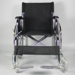 Robust Double Crossbar Folding Steel Wheelchair Black Customizable