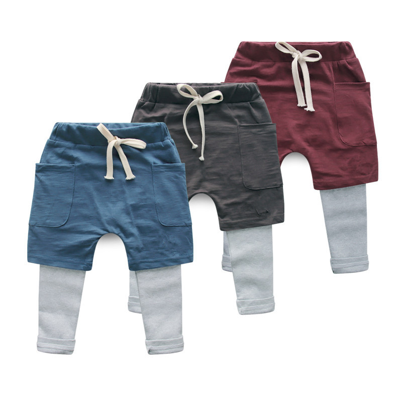 Fashion Faux Two Piece Cute Newborn Baby Clothes Kids Infant Sweatpants