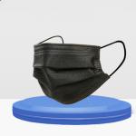 Adult Black Nonwoven Disposable Flat Mask Three Ply Face Mask Earband 17.5*9.5