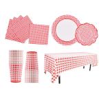 Girls Baby Shower Disposable Party Supplies Red Gingham Praty Tableware