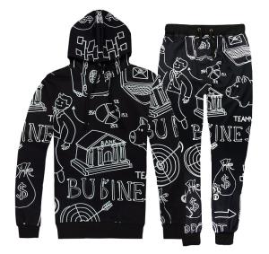China Full White Printing Mens Jogging Suits , Mens Gym Tracksuit Anti Pilling factory