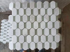 China Artificial Hexagon White Carrara Marble Tiles , Hotel White Carrara Hexagon Tile factory