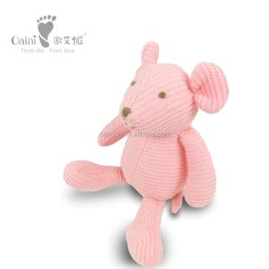 China ODM OEM Handmade Custom Mouse Toy Kids Birthday Gifts Soft Cute Stuffed Knitted Animal Toys factory
