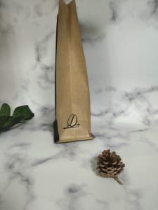 China Flat Bottom Box Pouch Coffee Bag / Kraft Coffee Bean Packaging Bags factory