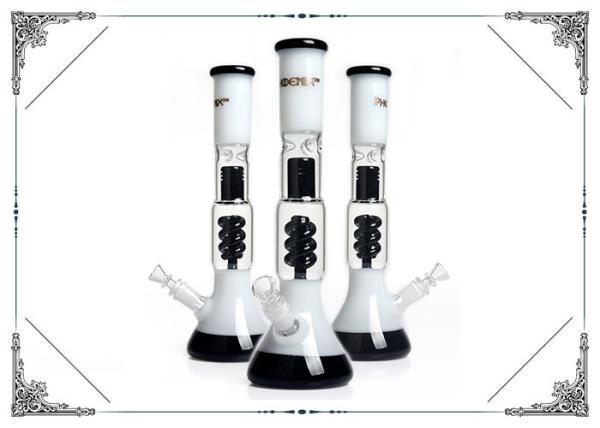 Black Helix Percolator Bongs splash guard Glass Beaker Hookah Bong 14'' Glass
