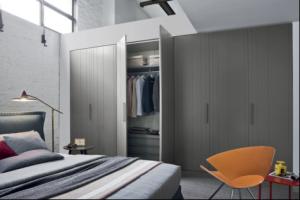 China Grey Design PVC Bedroom Wardrobe Flat Eased Edge ODM OEM factory