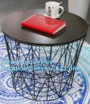 Commercial use stylish marble top metal wire square coffee table, Steel wire