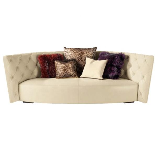 OEM Luxury Living Room Furniture Sets Solid Wood Base Matted Leather Hollow Back