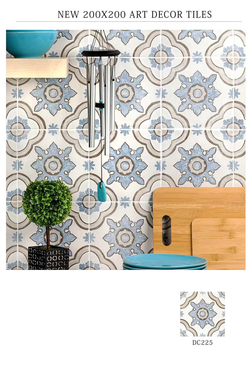 Waterproof blue 200x200mm Wall Ceramic Rustic Tiles For Kitchen And Decorative Floor Tile For Bathroom