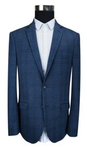 China Navy Check Mens Slim Fit Suit Blazer Tailored for Autumn / Winter Season factory