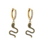 ODM 18k Gold Jewelry Snake EarringsCustom Cz Zircon Gold Plated