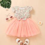 Baby Girl Printed Mesh Dress Summer Sweet Girls Children'S Dress Clothing