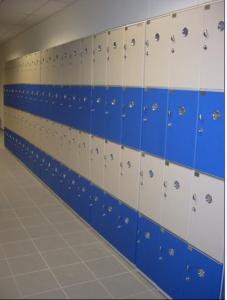 China PVC Material Blue School Lockers Durable Four Tier Lockers For Swimming Pool factory