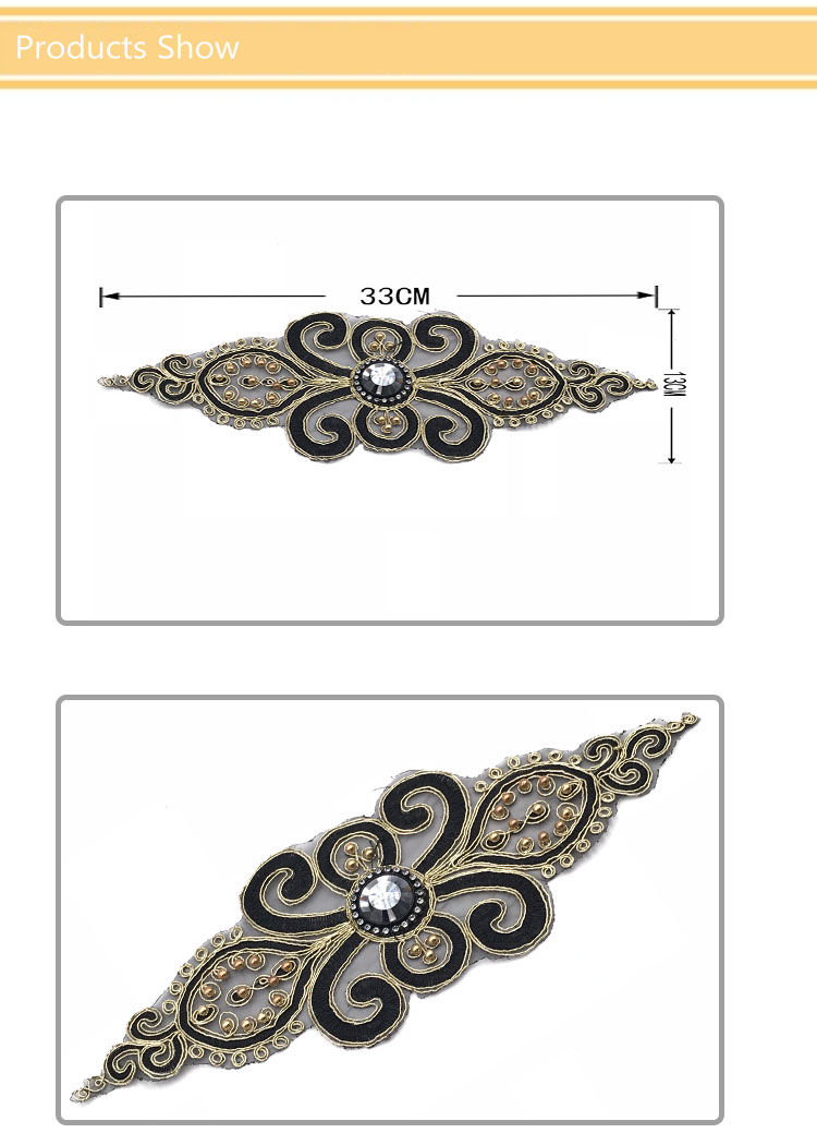 Eco Friendly Bead Iron On Embroidered Patches Custom Size Special Well Designed
