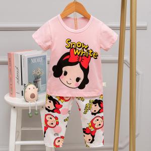 China Comfortable Pajamas Short Sleeve Pink Cotton Pyjamas For 110cm Height factory