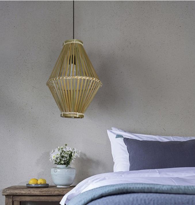 3500K Retro Bamboo Woven Pendant Light For Indoor Living Room