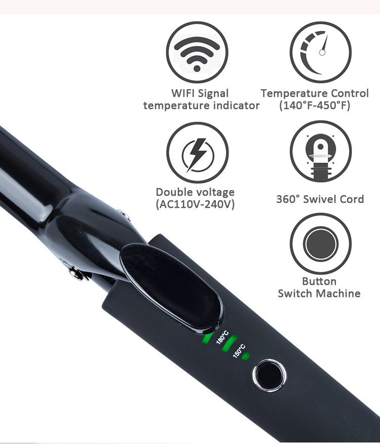 140-430F LCD Curling Iron PTC Fast Heat Up Digital Temperature Control