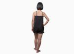 Sexy Silky Stylish Womens Satin Pyjamas Ladies Sleeveless Top and Wide Ruffled