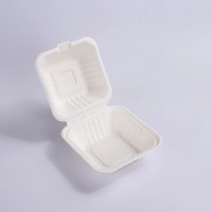 Eco Friendly Biodegradable Sugarcane Pulp Hamburger Box Clamshell Containers 6